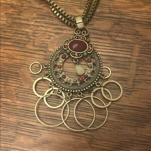 Vintage-Inspired Gold and Red Statement Necklace